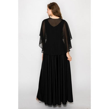 Chiffon Cape Shawl in Black