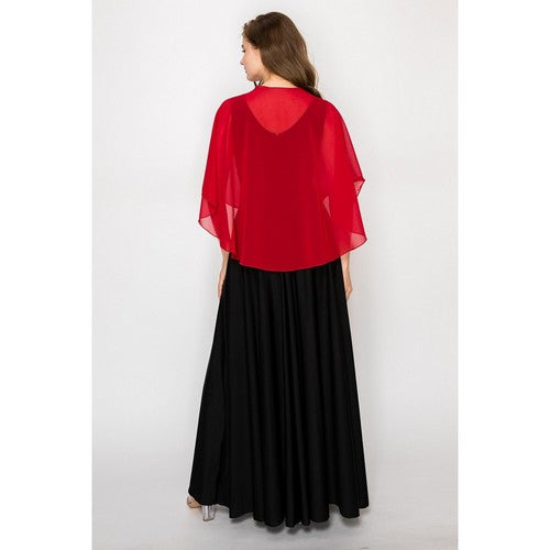 Chiffon Cape Shawl in Red