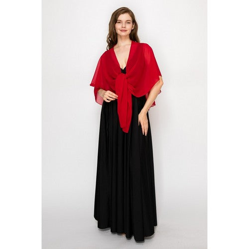 Chiffon Cape Shawl in Red