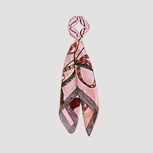 RNT0928 Lux Ribbon Print Twilly Scarf in Pink