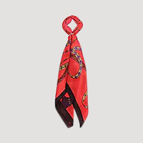 RNT0928 Lux Ribbon Print Twilly Scarf in Red