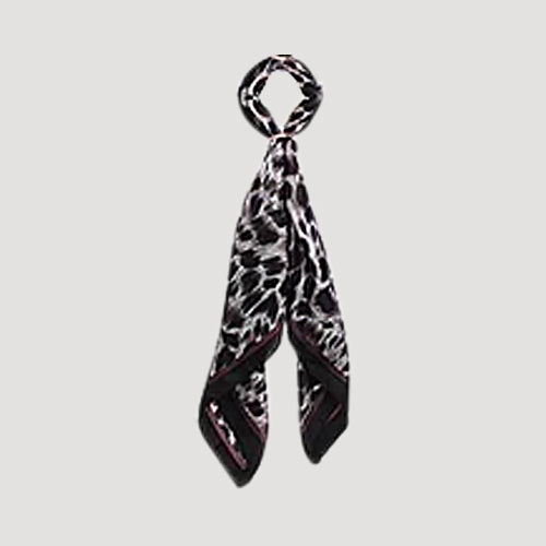 RNT0930 Leopard Print Twilly Scarf in Black