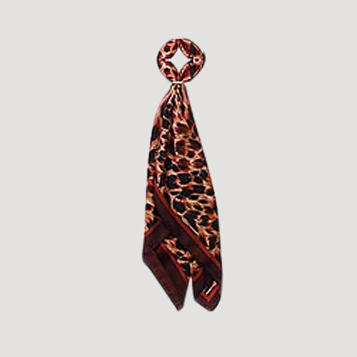 RNT0930 Leopard Print Twilly Scarf in Dark Brown