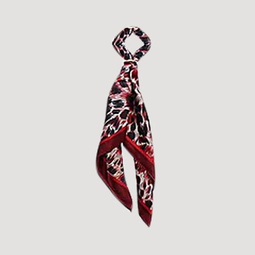 RNT0930 Leopard Print Twilly Scarf in Red