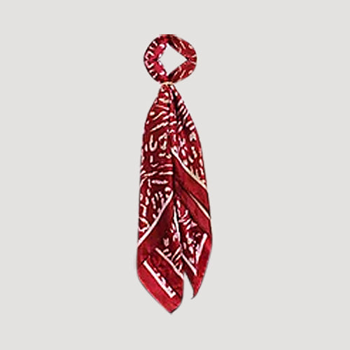 RNT0933 Abstract Animal Print Twilly Scarf in Burgundy