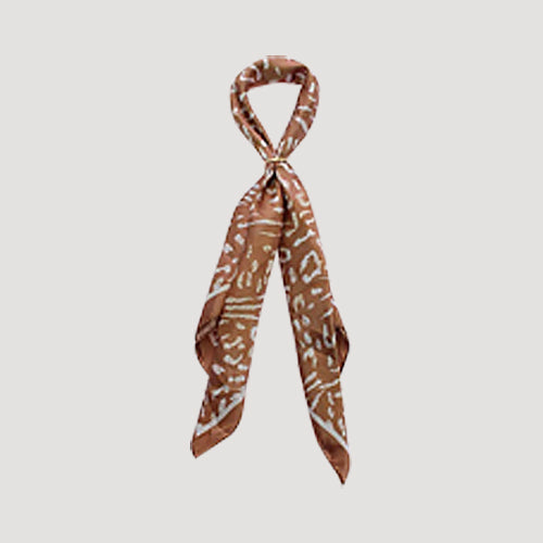 RNT0933 Abstract Animal Print Twilly Scarf in Gold