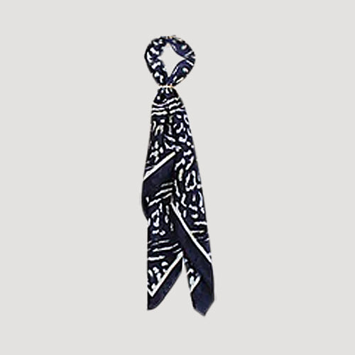RNT0933 Abstract Animal Print Twilly Scarf in Navy