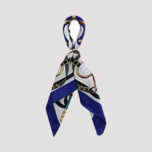 RNT1170 Buckle Print Twilly Scarf in Royal Blue