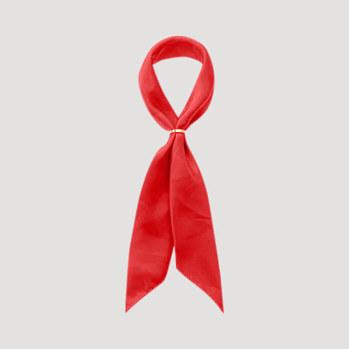 Plain Gold Ring Twilly Scarf in Red