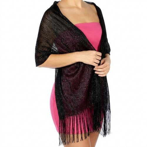 Metallic Glittery Shawl-Scarf in Black