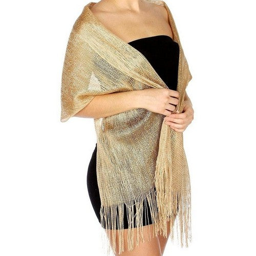 MS1911-A Metallic Glittery Shawl-Scarf in Bronze