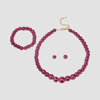 Pearl 3-Piece Stud Earring Set in Purple