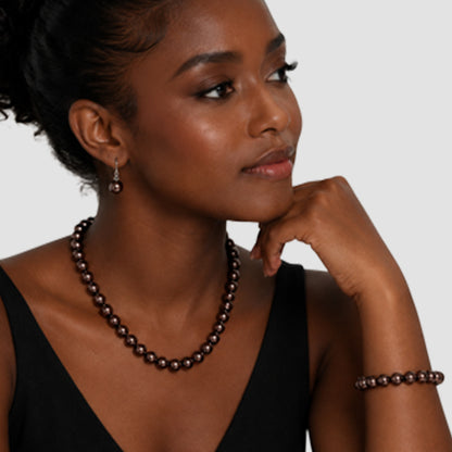 Pearl 3-Piece Dangle Earring Set in Brown