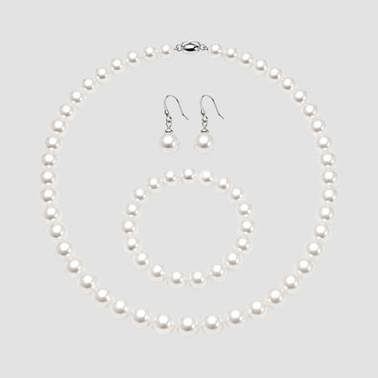 Pearl 3-Piece Dangle Earring Set in White