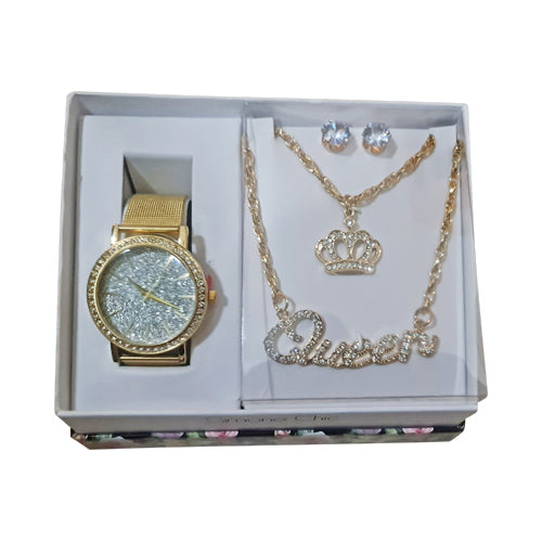 Queen Diamond 5pc Watch Set Yellow Gold