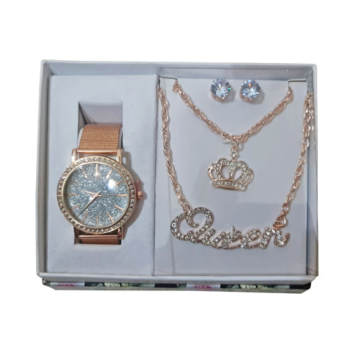 Queen Diamond 5pc Watch Set Rose Gold