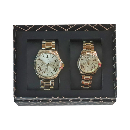 His & Her 2pc Metal Watch Set