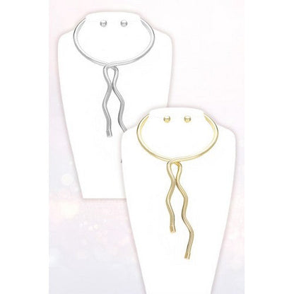 Bendable Statement Necklace & Earring Set in Silver