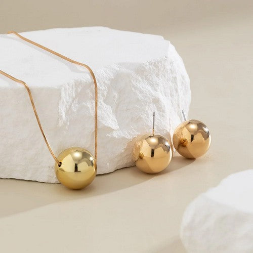 Ball Necklace & Earring Set in Gold