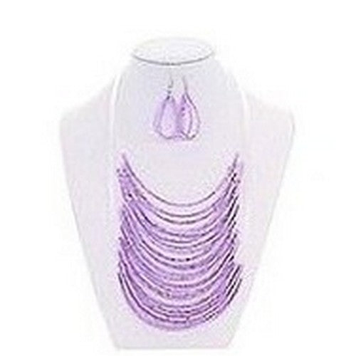 Bead Necklace & Earrings Set in Lavender