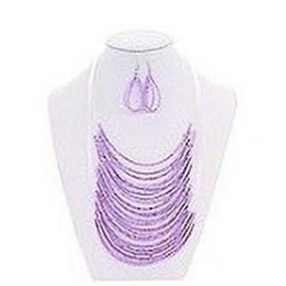 Bead Necklace & Earrings Set in Lavender