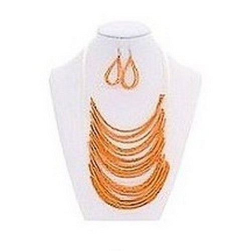Bead Necklace & Earrings Set in Orange