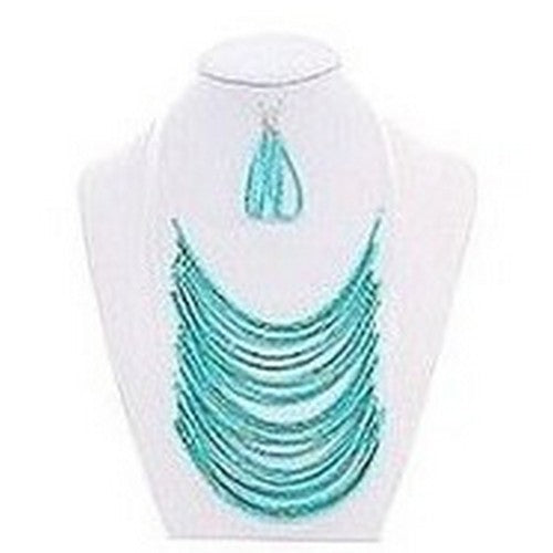 Bead Necklace & Earrings Set in Turquoise