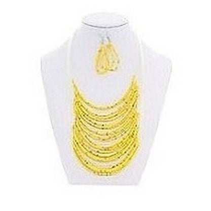 Bead Necklace & Earrings Set in Yellow