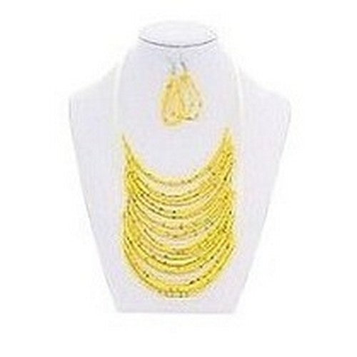 Bead Necklace & Earrings Set in Yellow