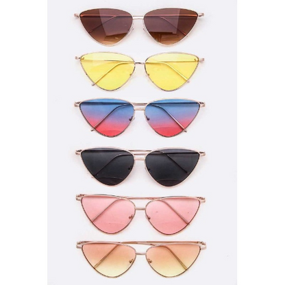 Wire Rim Triangle Shades in Rose Gold Rim with Yellow Lens