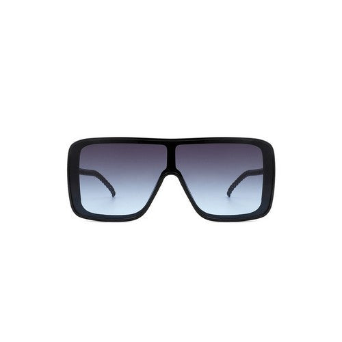 Chain Arm Shield Shades in Black & Grey