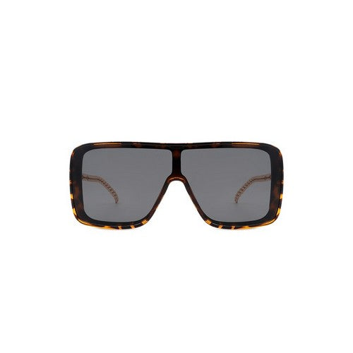 Chain Arm Shield Shades in Tortoiseshell