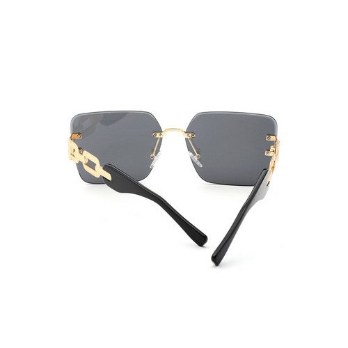 Chain Link Rimless Shades in Black & Black