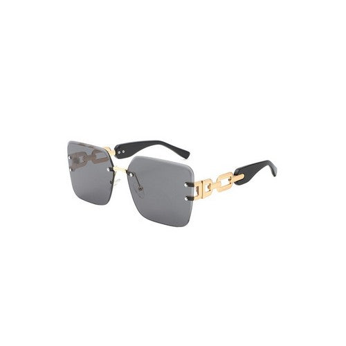 CE-HJ3035 Chain Link Rimless Shades in Black & Black