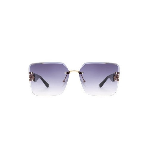 Chain Link Rimless Shades in Black & Purple