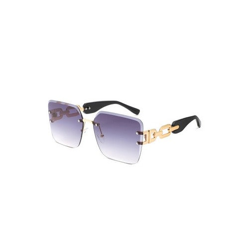 CE-HJ3035 Chain Link Rimless Shades in Black & Purple