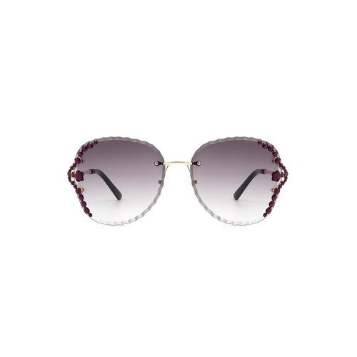 Rhinestone Rimless Shades in Purple