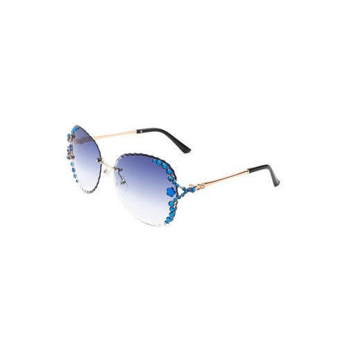 IS-HW2025 Rhinestone Rimless Shades in Blue