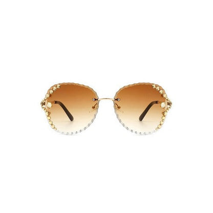 Rhinestone Rimless Shades in Brown