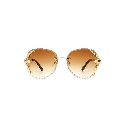 Rhinestone Rimless Shades in Brown
