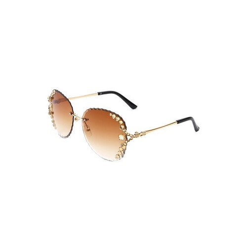IS-HW2025 Rhinestone Rimless Shades in Brown