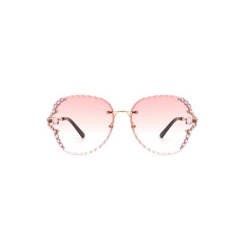 Rhinestone Rimless Shades in Pink