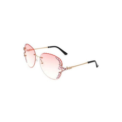 IS-HW2025 Rhinestone Rimless Shades in Pink