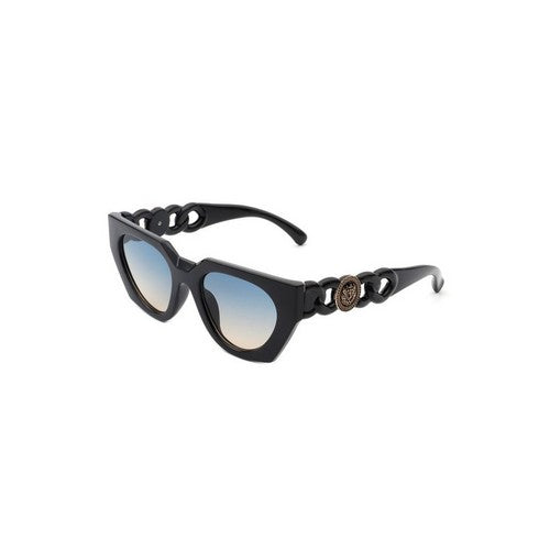 IS-HS1077 Lion Badge Cut Out Arm Shades in Black & Purple