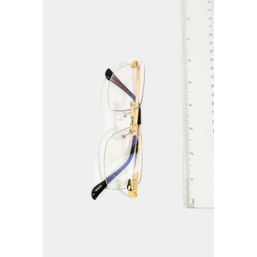 Blue Light Filter Rimless Shades in Gold