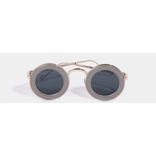 5301SUN-SN Acetate Rim Circle Shades in Grey