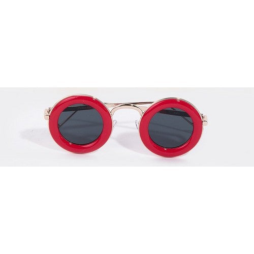5301SUN-SN Acetate Rim Circle Shades in Red