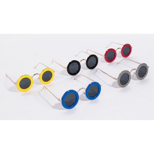Acetate Rim Circle Shades in Red
