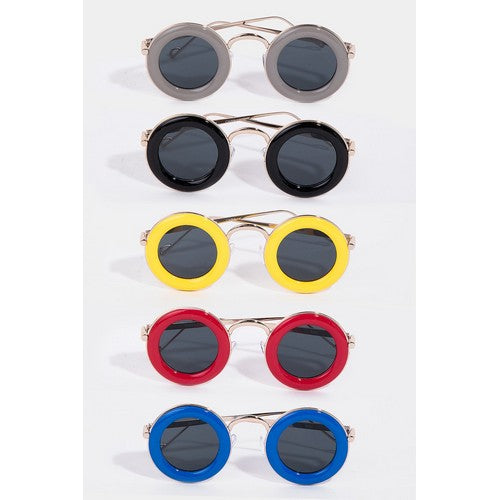 Acetate Rim Circle Shades in Grey