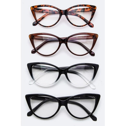 Classic Cat Eye Clear Lens Shades in Clear